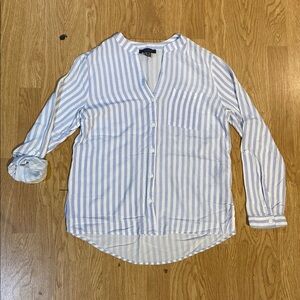 Blue and White Striped Men's Shirt